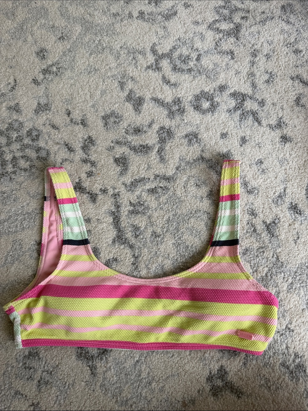 Striped Pink and Lime Roxy Bikini top! Size Medium!